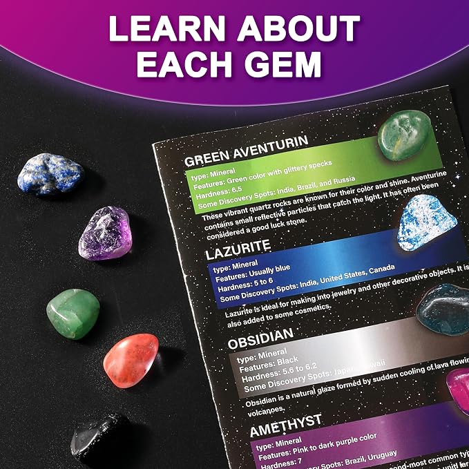 Carolart Galaxy Sensory Bin with Sensory Sand, Gem Dig Kit for Kids | Space sensory kit with alien, STEM toys science kit with real gemstones, gift for boys ages 3-8