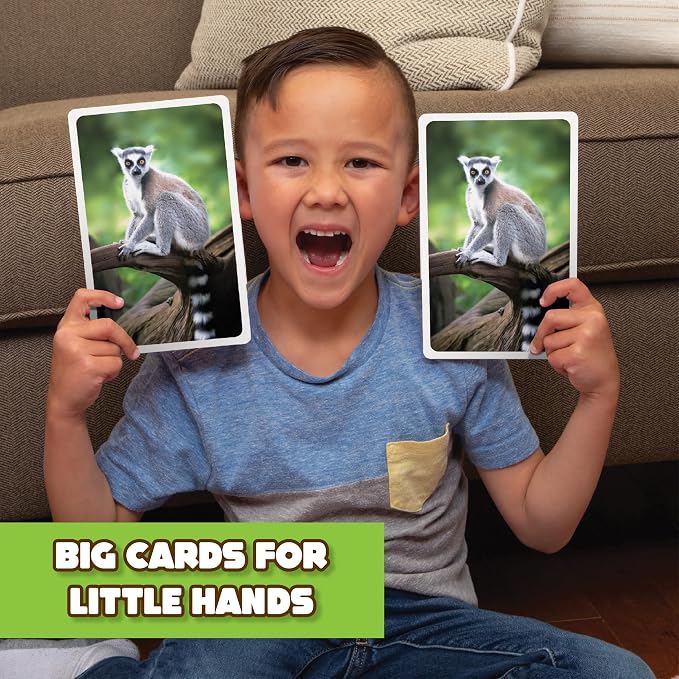 Giant Matching Game Jungle - Summer Toys - Game Night - Travel Games - Memory, Learning Game - Jumbo Playing Cards - Ages 3+