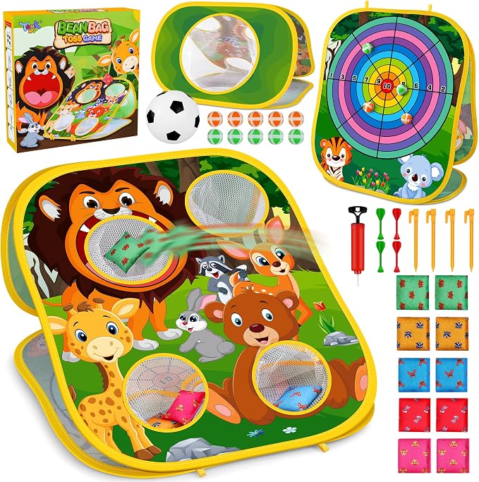 Animal Bean Bag Toss Game Toy Outdoor Toss Game | Family Party Party Supplies for Kids, Gift for Boys Birthday or Christmas for Toddlers Ages 3 4 5 6 Year Old