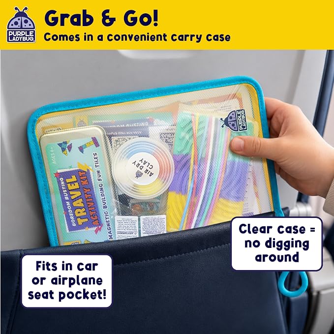 Road Trip Essentials for Kids Kit with 10+ Screen Free Activities | Roadtrip, Car Ride and Airplane Activities, Sensory Toys, Travel Games, Crafts, Fidgets, For Boys and Girls