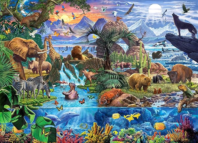 Puzzles for Kids Ages 6-8 & 8-10, 200 Piece World Wildlife Jigsaw Puzzle | Educational Learning Toy Jigsaw Puzzles for Kids Ages 10-12, Great Birthday & Holiday Gift for Boys and Girls, Home Decor