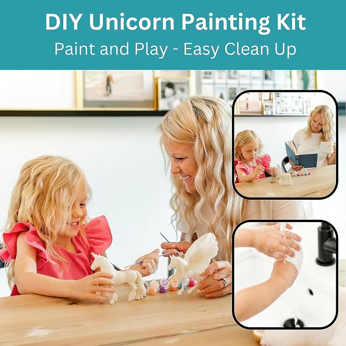 Deluxe Unicorn Painting Kit for Girls - STEM Certified Unicorn Craft for Girls Ages 4-6 & up- Paint Your Own Arts and Crafts Includes 2 DIY Headbands & 8 Kids Painting Crafts for Fun Screen-Free Play