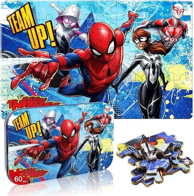Kids Puzzles Ages 3-8, 60 Pieces Piece Jigsaw Puzzles in Metal Box, Educational Learning Toys for Boys and Girls, Premium Puzzle Games