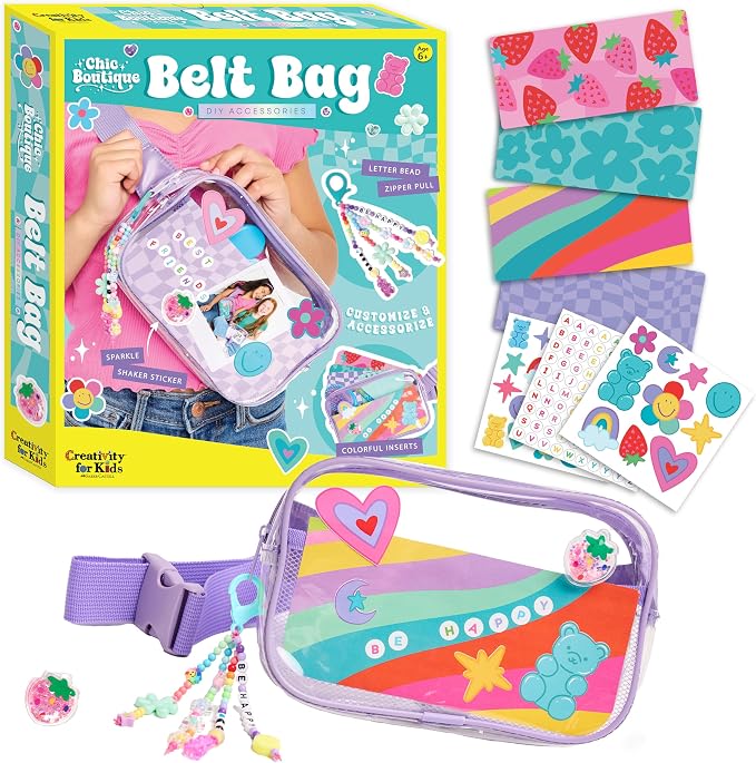 Creativity for Kids Chic Boutique Belt Bag: DIY Girls Art & Craft Kit, Girls Toys Age 6-8+, Crafts and Cute Stuff for Girls, Birthday Gifts for Girls