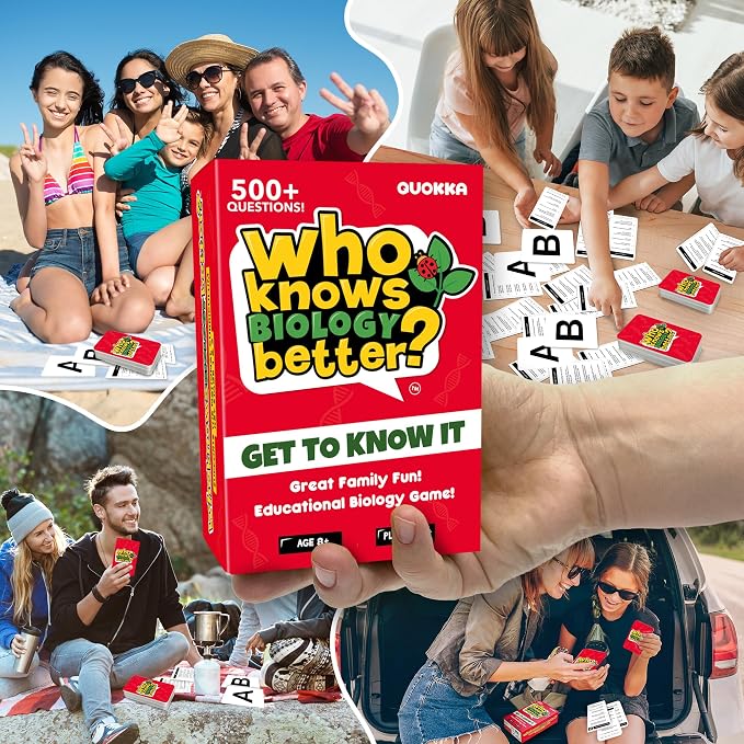 Quokka Card Games for Kids 8-12 - Board Family Games for Kids and Adults | Biology Trivia Cards for Family Game Night - Who Knows Biology Better 500+ Questions - Fun Card Game for Families and Teen