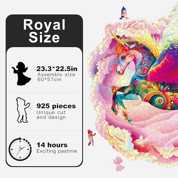 MYS Aurora Wooden Jigsaw Puzzles for Adults, Unicorn Puzzles 925 Pieces | Unique Animal Shaped Wooden Puzzles for Adults and Kids, Family Game 23.3x22.5 Inch