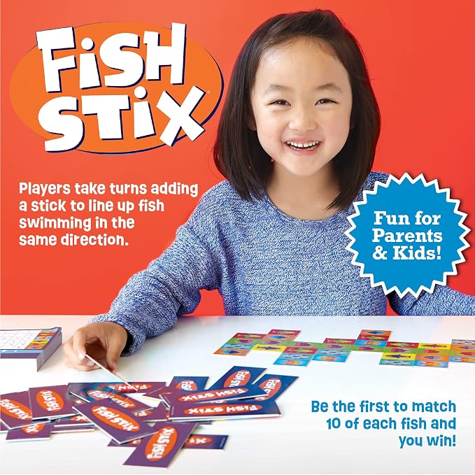 Peaceable Kingdom Fish Stix Award-Winning Strategy Board Game | Kids Ages 6+ Color & Pattern Matching Family Game Night Cooperative Game 2-4 Players Educational Gift for Boys & Girls