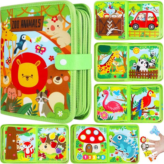 Busy Book for Toddlers Montessori Toys- Busy Board for 1-3 Year Boy Gifts Girl Toys Educational Learning Quiet Activity Books Toddler Airplane Travel Toy for 1 Year Old Birthday