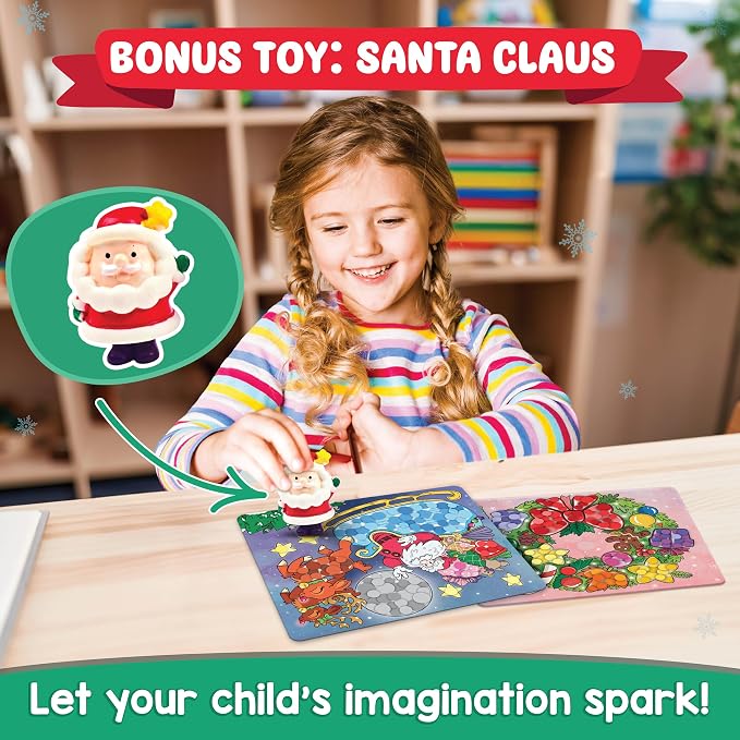 Christmas Dot Art Activity for Kids - Holiday Theme Stickers for Toddlers | Christmas Special DIY Craft Kit, Stocking Stuffers, Christmas Gift for Boys & Girls Ages 3, 4, 5, 6, 7 Year Old - Funcils