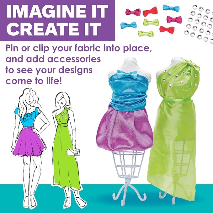 Creativity for Kids Designed by You Fashion Studio: DIY Fashion Designer Craft Kit for Girls, Dress Design Toy & Sewing Set for Kids, Gifts and Toys for Girls (Ages 9+)