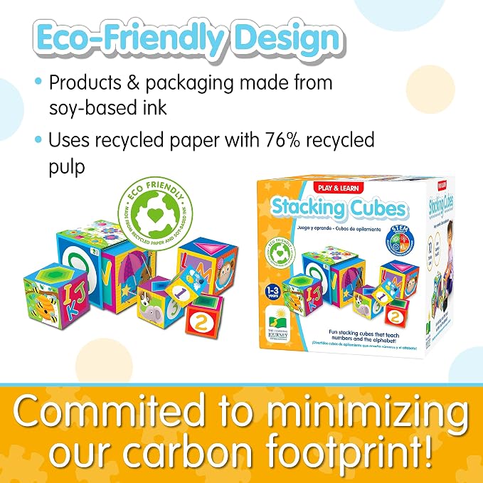 Learning Journey International LLC Play & Learn - Stacking Cubes - STEM Toddler Toys & Gifts for Boys & Girls Ages 12 Months and Up - Mind Building Developmental Learning Toy, Multi (100257)