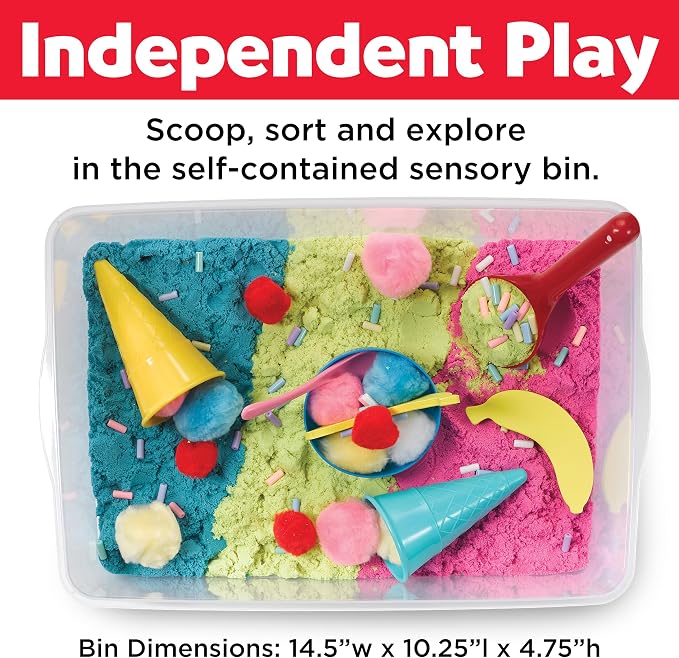 Creativity for Kids Sensory Bin: Ice Cream Shop Playset - Toddler Learning Toys for Kids Ages 3-4+, Pretend Play Ice Cream Set, Kids Gifts for Girls and Boys