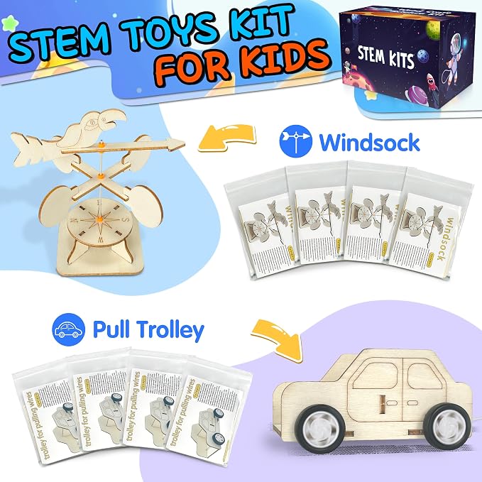 kortes 24Pack STEM Kits for Kids Classroom, Science Building Project Craft for Ages 8 9 10 11 12, 3D Wooden Model Kit, STEM Toys for Boys Girls Birthday Gifts Party Favors School Exchange Gifts