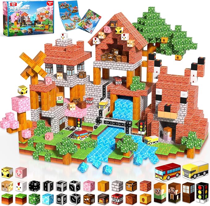 200 PCS Magnetic Blocks - Magnetic Building Blocks Cubes, Magnet Toys for Kids Age 3+, Toy Building Set for Kids, Magnets Stacking Construction Birthday Gifts for Boys Girls Age 4-8, 8-12