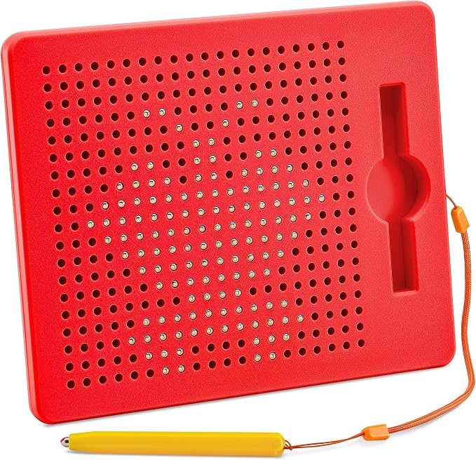 Magnetic Drawing Board for Kids & Toddlers, Airplane & Car Ride Activities | Magnetic Tablet Toy with Beads & Stylus Pen, Travel Toys for Toddlers, Road Trip & Flight Activity, Gift for Boys & Girls