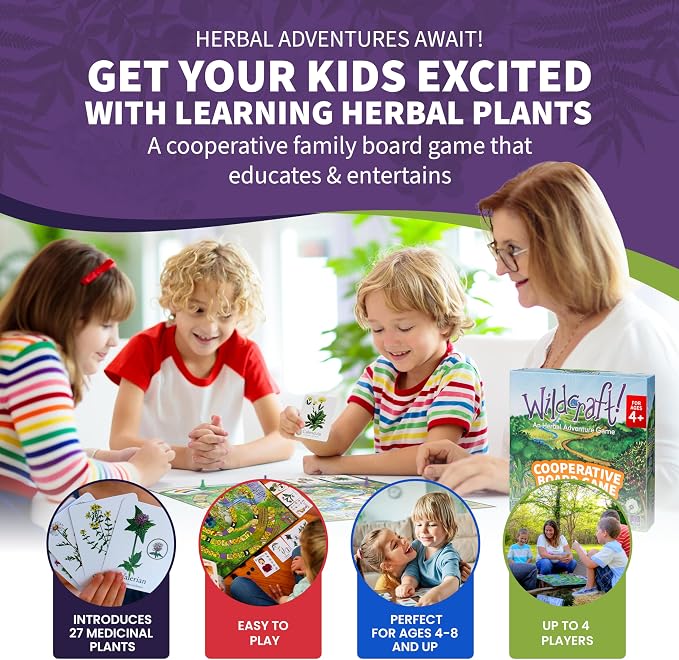 Wildcraft! Cooperative Board Game, Learn 25 Herbs, Family Game for Kids 4+ | Herbal Learning Game for Homeschool & Classroom Activities & More, Educational Board Game for Kids 4+ with Bonus Printables