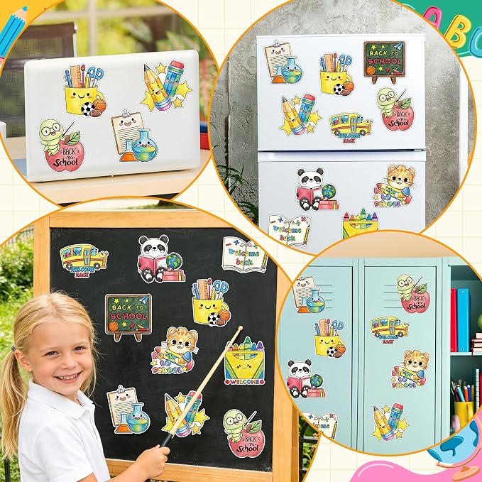 Back to School Coloring Art Craft Kits - 30Pcs Color Your Own Welcome Back Magnets for Kids DIY First Day of School Coloring Magnet for Classroom Activity Fridge Refrigerator Decors