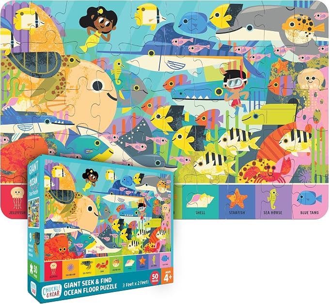 Chuckle & Roar Educational 50 PC Floor Puzzle Giant Seek & Find Ocean