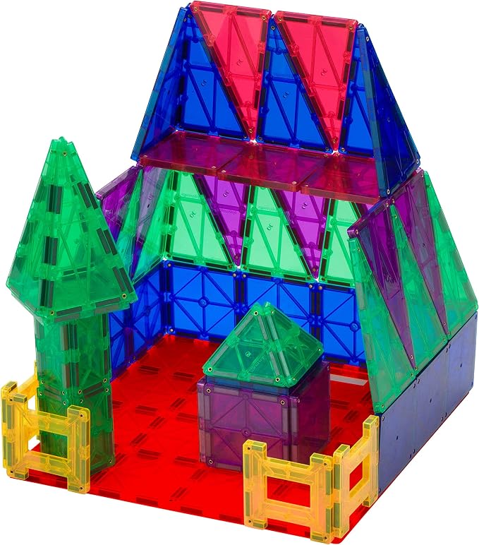 Playmags Super Durable Building Stabilizer Tile with Carrying Handle for Easy Play, 12 x 12. Great add on to All Magnet Tiles Sets Works with All Leading Brands (1 Pack - Colors May Vary)