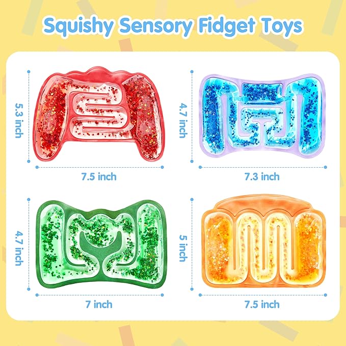 JOYIN 4 Pcs Sensory Fidget Toys for Kids, Sensory Toys for Autism ADHD Fidget Toy Tubes Stress Toys for Kids, Autism Hyperactivity, Stress Relieve, Fidgets Toy for Classroom, Easter Party Favors