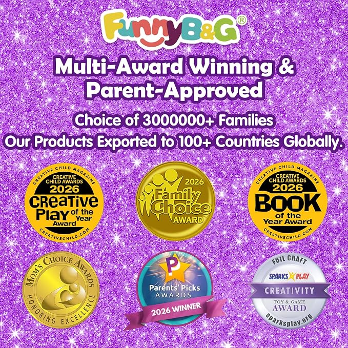 FUNNYB&G Foil Art Craft Kit for Kids, Sparkly Birthday Gift Toy for Kids | No Mess, Kids Ages 4-10 Create Sparkling Artwork, A Creative Gift for Birthdays, Holidays, Travel Activities,Screen-Free Fun