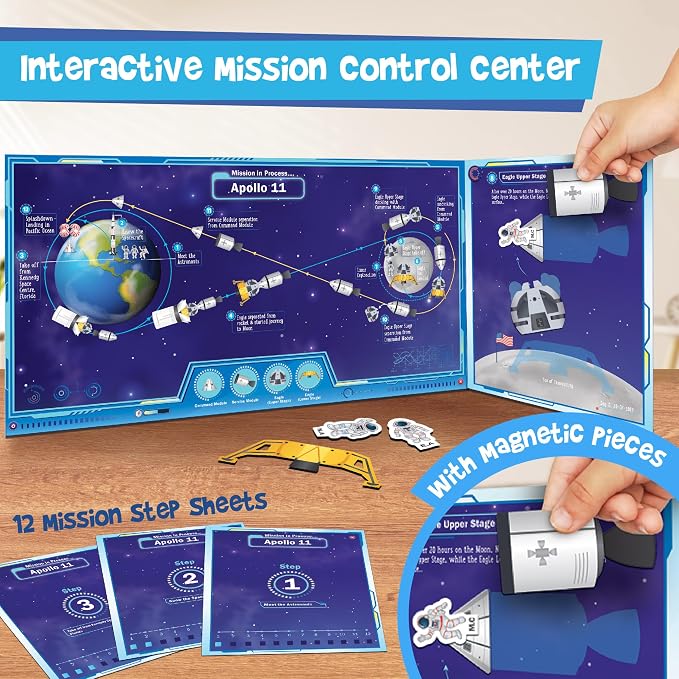 Imagimake Mapology Man's Journey to Moon, Apollo 11 3D Model Kit for Kids | Educational STEM Model Kit, Build Rockets & Satellites, Back to School Gift for Boys & Girls Ages 8,9,10,11,12 Years Old