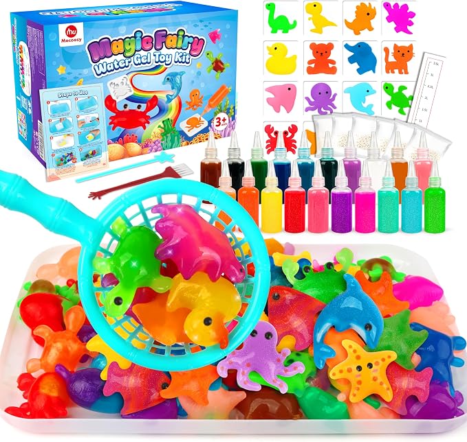 Mocoosy 20 Colors Magic Water Gel Kit for Kids, Aqua Fairy Water Elf Toy Kit with Aqua Gels & Squishy Molds, Make Your Own Squishies, DIY Squishy Maker Set Water Pets Summer Crafts Boys Girls Gifts