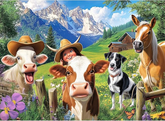 300 Pieces Puzzle for Adults Pasture Horse Animal Jigsaw Puzzle 300 Pieces | Farm Cow Puzzles for Kids Ages 8-10 Pet Lover Challenging Puzzles for Friends Family Activity Game Nights Gifts 20.5x15IN