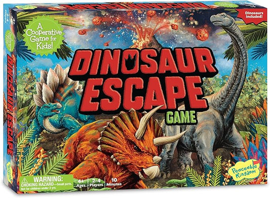 Peaceable Kingdom Dinosaur Escape Cooperative Memory Game of Logic and Luck for 2 to 4 Kids Ages 4+