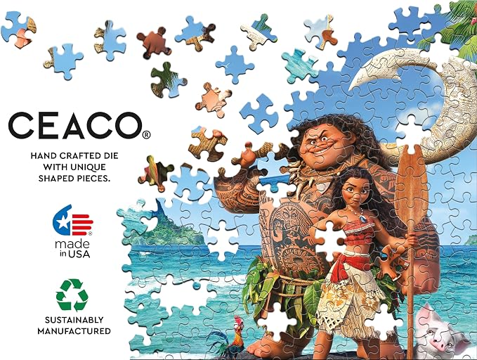 Ceaco - Disney Moana - 100 Piece Jigsaw Puzzle for Kids Ages 6-8 | Officially Licensed, Made in USA, Recycled Puzzle Board, Finished Size 11 x 15 in