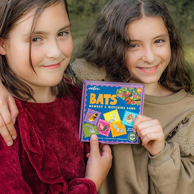 eeBoo: Memory & Matching Game- Little Bats-18 Pairs to Match & Memorize, Colorful Tiles, Encourages Recognition & Concentration Skills, Kids Ages 3+