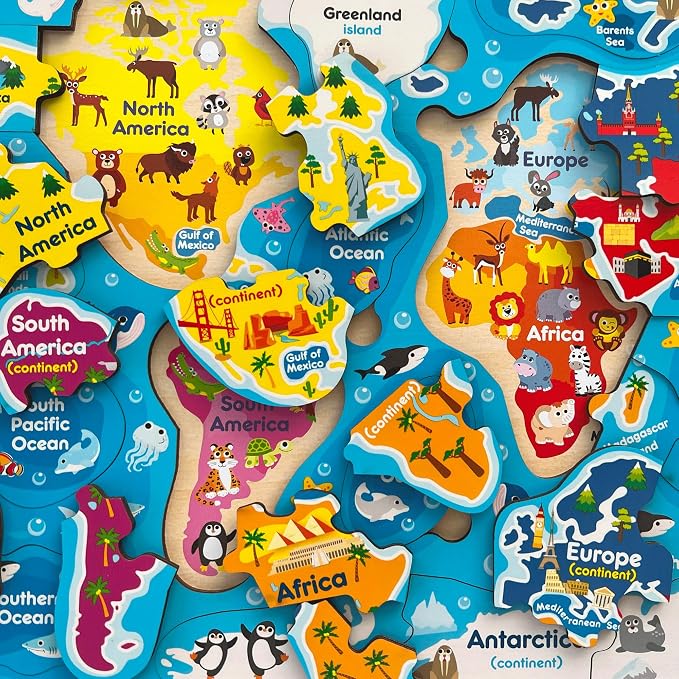 US Map Puzzles for Kids Ages 4-6 - 3 Wooden Toddler Puzzles Ages 3-5 | United States Kids Puzzles Ages 6-8 - Educational Toys for 3 Year Old Boys and Girls - Learning USA Geography for Kids