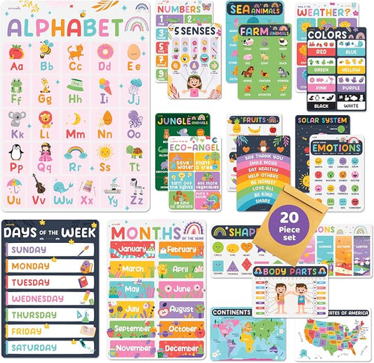Jackinthebox Preschool Posters for Kids, Educational Classroom Wall Decor | Trendy Arts Kit, 5th Grade, Middle Teen Girls, Journal Gifts, STEM Learning, Educational Wall Display Set, Ages 10-14, Modern
