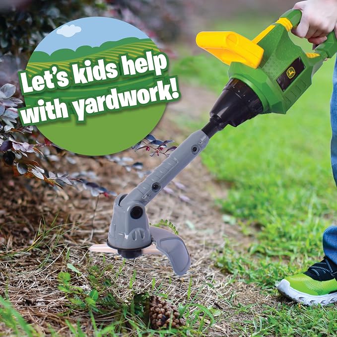 John Deere Power Tools Weed Trimmer - Construction Tool Toy with Lights and Sounds | Realistic Pretend Play Set for Kids 5+ - Sunny Days Entertainment