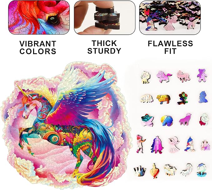 MYS Aurora Wooden Jigsaw Puzzles for Adults, Unicorn Puzzles 925 Pieces | Unique Animal Shaped Wooden Puzzles for Adults and Kids, Family Game 23.3x22.5 Inch