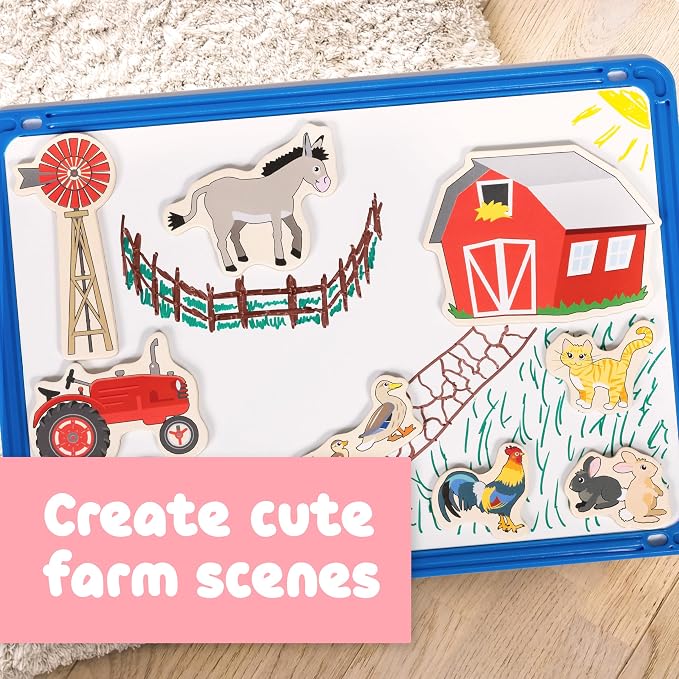 Spark & Wow Wooden Magnets, Farm | Magnets for Kids Ages 2+, Perfect for Fridges, Whiteboards and More