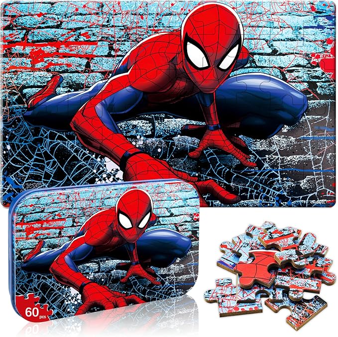 Kids Puzzles Ages 3-8, 60 Pieces Jigsaw Puzzles in Metal Box, Educational Learning Toys for Boys and Girls, Premium Puzzle Games, Kids Puzzle Gift