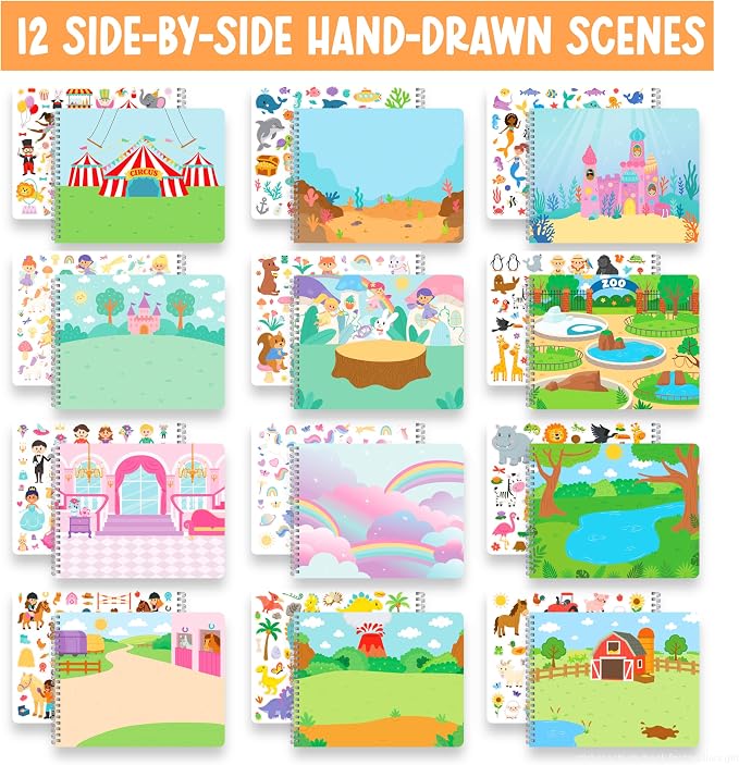 Sticker Books for Toddlers 2-4 Years Screen Free Activities Toddlers 3-5 | Toddler Sticker Book Preschool Learning Activities, Kids Stickers Ages 2-4, Quiet Activity Book, Kids Travel Activities