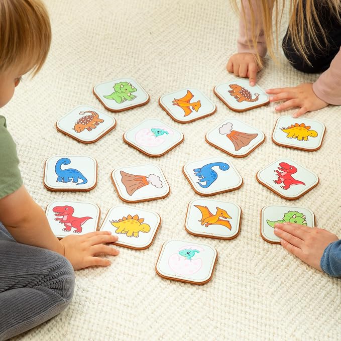 Felt Dinosaur Matching Game for Toddlers – Dino Memory Game & Flash Cards – Soft and Safe for Ages 1+ – Montessori Preschool Learning Activity – Educational Dinosaur Toy for Girls & Boys