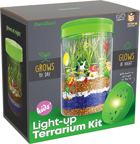 Light-Up Terrarium Kit for Kids - STEM Science Kit - Educational DIY Toy | Birthday Gift for Boys & Girls - Craft Project Idea for Ages 6 7 8 9 10 11 12 Year Old - Craft for Boys