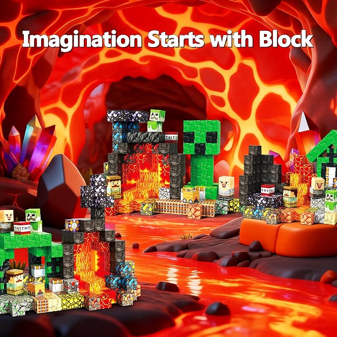 Magnetic Building Blocks STEM Toy Magnet Cubes for Kids 4-12 | Magnetic Cubes, 0.8 inches Building Blocks, Christmas Birthday Gifts for Kids Boys Girls Cave-200pcs