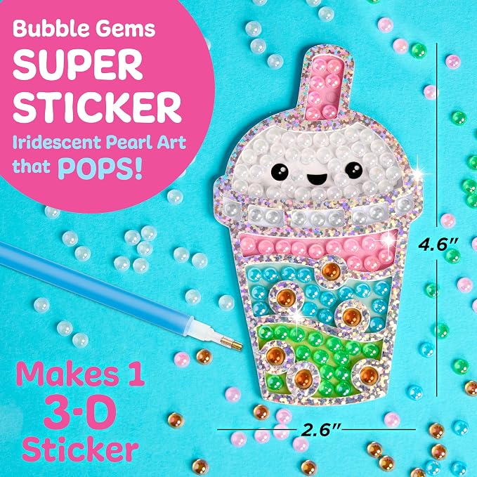 Creativity for Kids Bubble Gem Super Sticker: Bubble Tea | Summer Crafts for a Group | Bubble Tea Crafts and Diamond Painting Kits for Kids (Ages 6+)