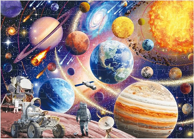BenBen 100 Pieces Puzzles for Kids Ages 4-6, Outer Space Learning Puzzles | Solar System Puzzles for Kids 6-8, Educational Jigsaw Puzzles for Toddlers 3-5, Screen-free Activity Gift for Boys Girls