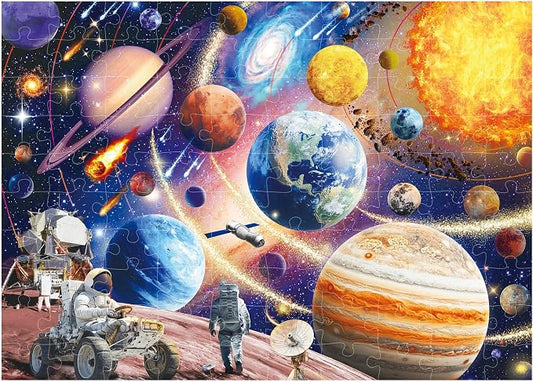 BenBen 100 Pieces Puzzles for Kids Ages 4-6, Outer Space Learning Puzzles | Solar System Puzzles for Kids 6-8, Educational Jigsaw Puzzles for Toddlers 3-5, Screen-free Activity Gift for Boys Girls