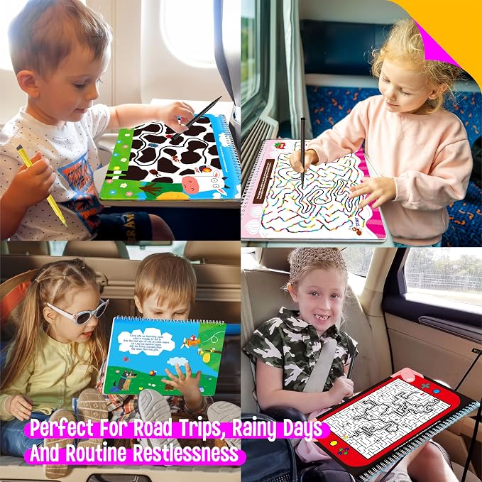 SpriteGru Dry Erase Mazes Game Pad, 30 Mazes Reusable & Erasable Book, Fun Brain Challenge Games Interesting Educational Toy and Learning Tool for Road Trip Airplane Travel