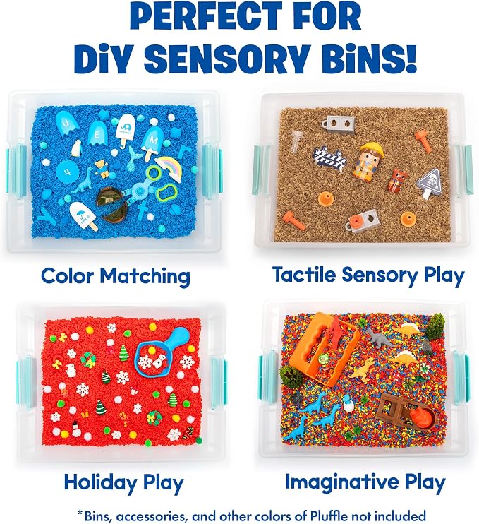 Educational Insights Pluffle Sand Bulk Pack - Preschool Sensory Bin Filler, Tactile Sensory Toys for Toddlers 3-4, Mess Free Slime Alternative, Satisfying Foam Sand Bin Filler