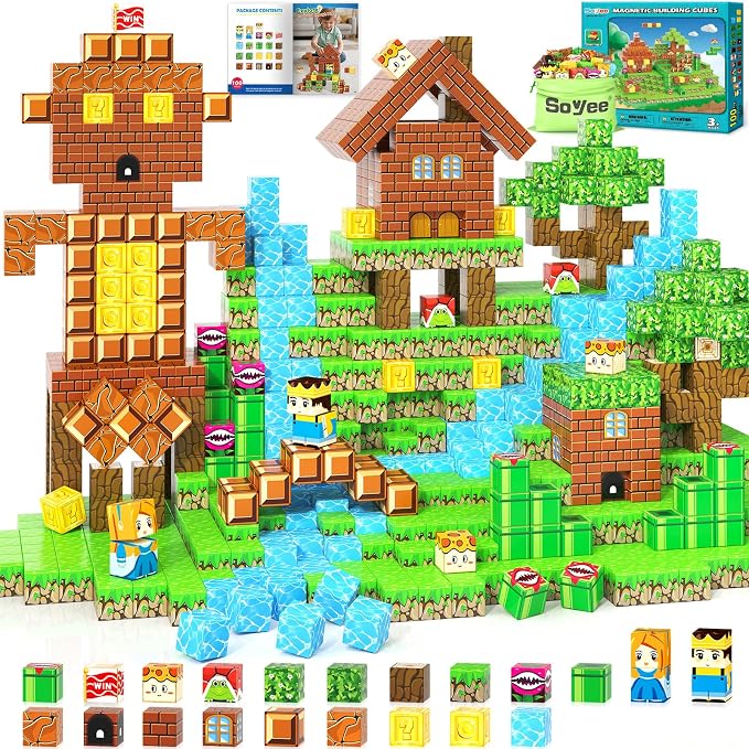 Magnetic Blocks 100PCS Building Cubes Kids Boys Girls Toys for Ages 3+ | STEM Sensory Learning Building Magnet Toys for Ages 3-5 5-7 8-10 10-12, Christmas Birthday Gifts for Kids Boys Girls