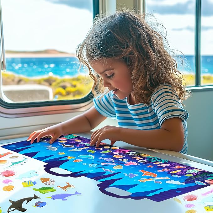 JOYIN Ocean Animals Reusable Sticker Book for Toddlers, 3D Sticker Book for Kids 3 4 5, Travel Essentials, Airplane Activity Toys, Crafts Gifts, Birthday Gifts