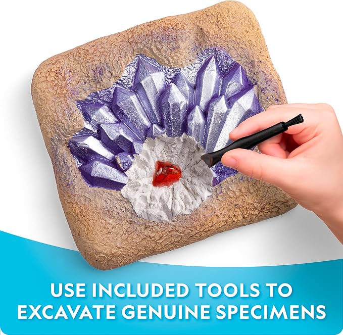 NATIONAL GEOGRAPHIC Mega Gemstone Dig Kit – Dig Up 15 Real Gemstones and Crystals, Science Kit for Kids, Gem Digging Kit, Gift for Girls and Boys, Mining Kit, Rock Collection | Amethyst, Pyrite, Quartz & More, Gem Mining Activity, Excavation Tools, Mag...