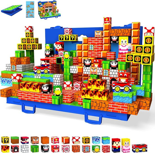 120PCS Magnetic Blocks, Magnetic Building Blocks Cubes, STEM Toy for Kid | 3D Sensory STEM Toy, Magnetic Tile with Magnetic Board for Easy Storage, Ideal Birthday Christmas Gift for Kids Aged 3 4 5-10